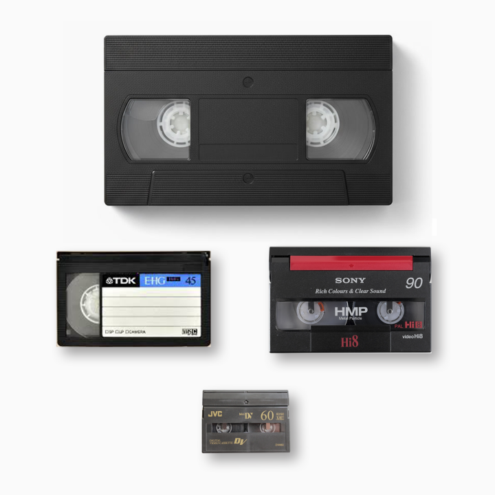 Les cassettes vidéos les plus coutantes : VHS, VHS-C, Vidéo8/HI8, MiniDV